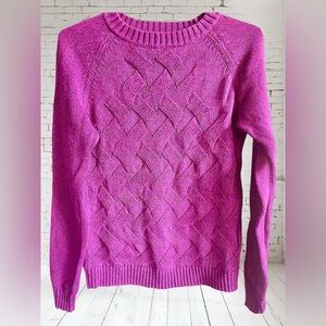 Lands’ End Drifter Heathered Purple basket weave sweater
